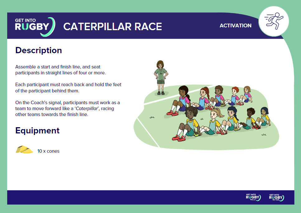 Get into Rugby Activations: Caterpillar Race