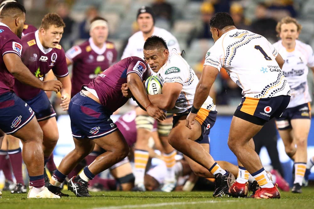 Mack Hansen saw the Brumbies a late win over the Reds in Canberra. Photo: Getty Images