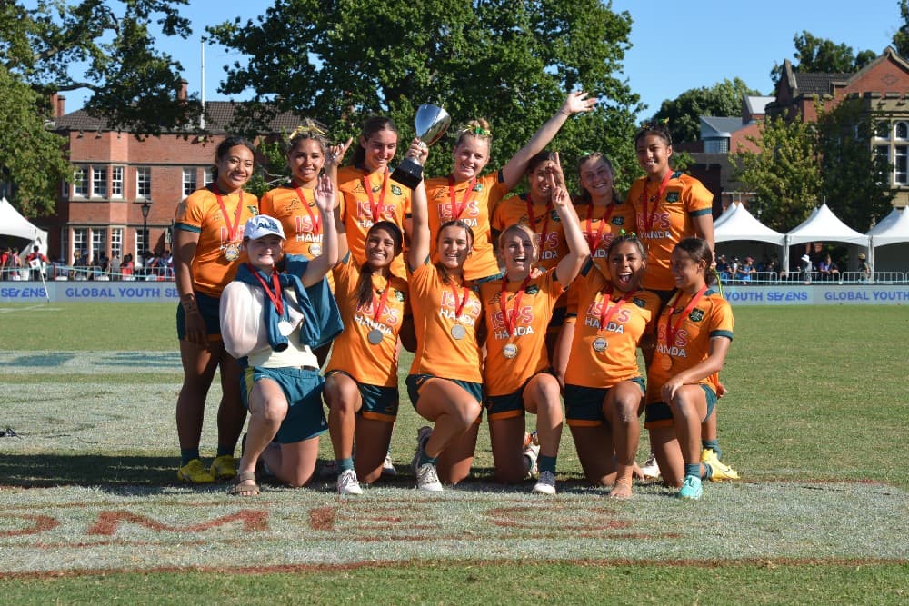 The Australians celebrate their Global Youth Sevens title.