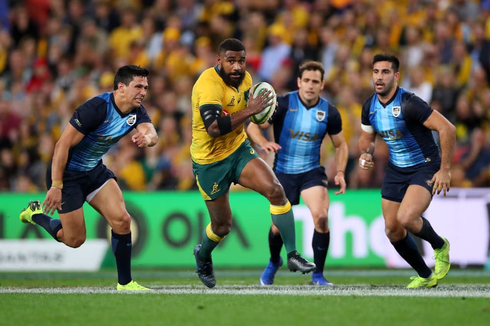 Marika Koroibete breaks through Argentina's line in 2019. Photo: Getty Images