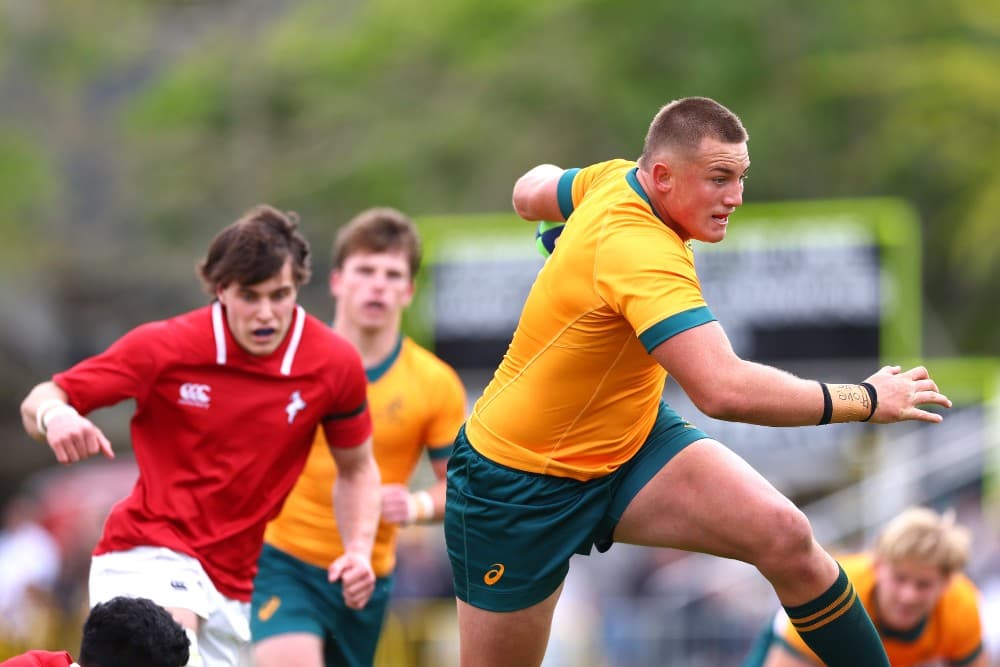 Prop Kingsley Uys on the charge for the Australian U18s. Photo: Getty Images