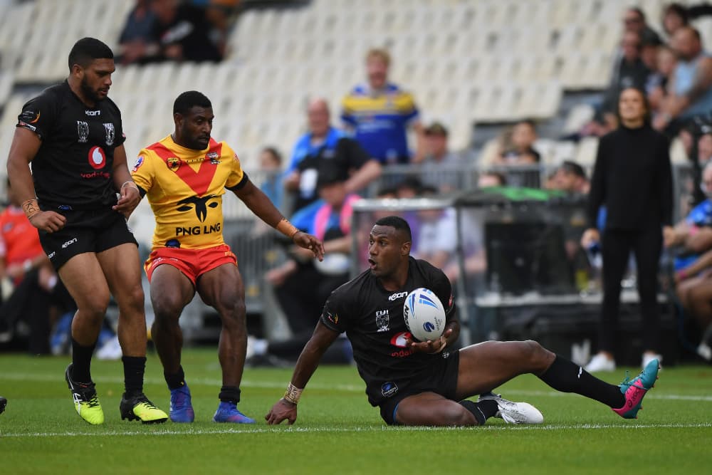 Suliasi Vunivalu scores for Fiji | Photo: Getty Images