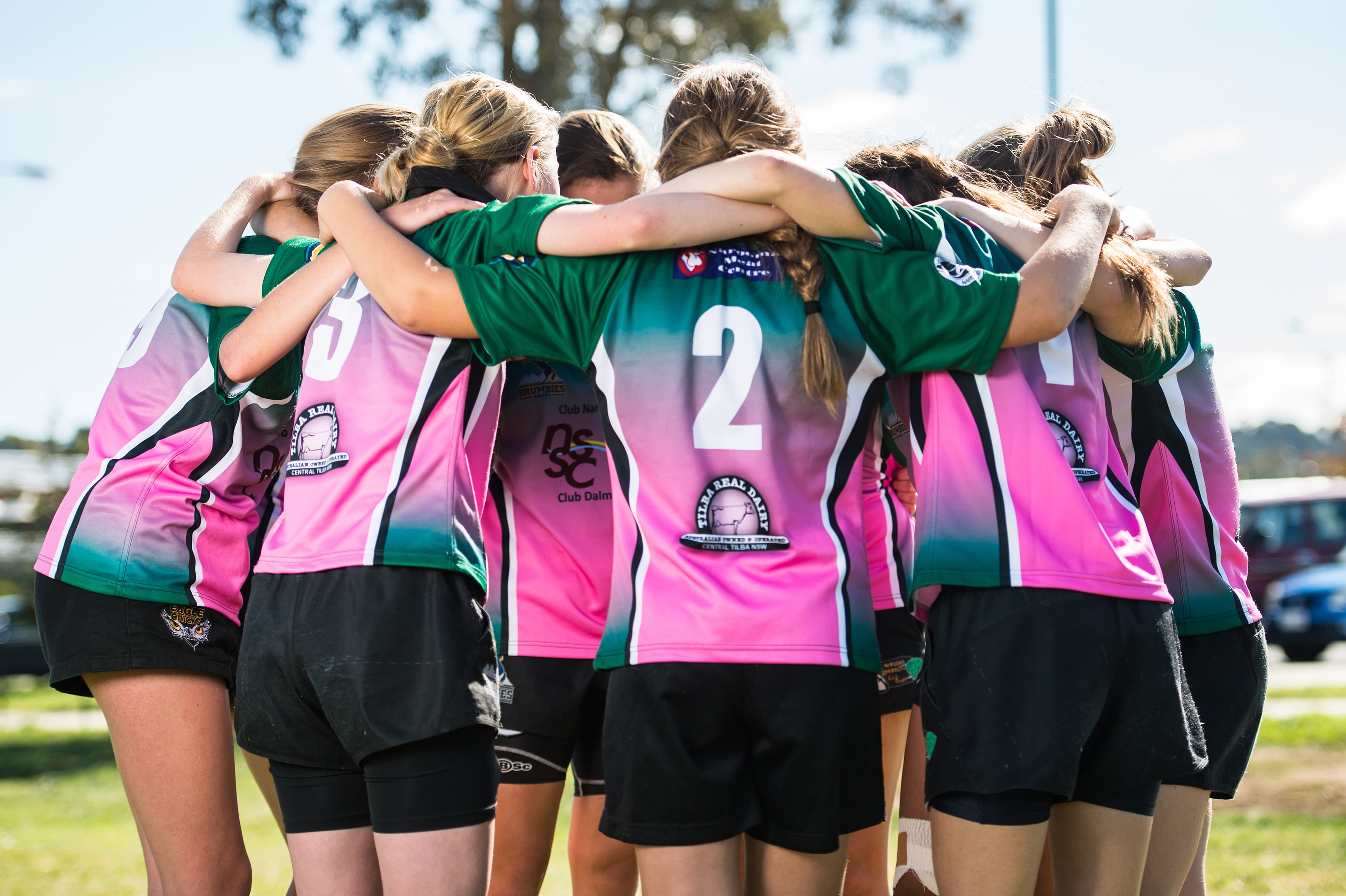 Female team huddle