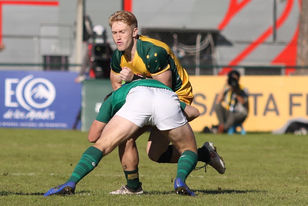 Isaac Lucas runs the ball back at the Irish defence. Photo: Franco Perego/World Rugby.