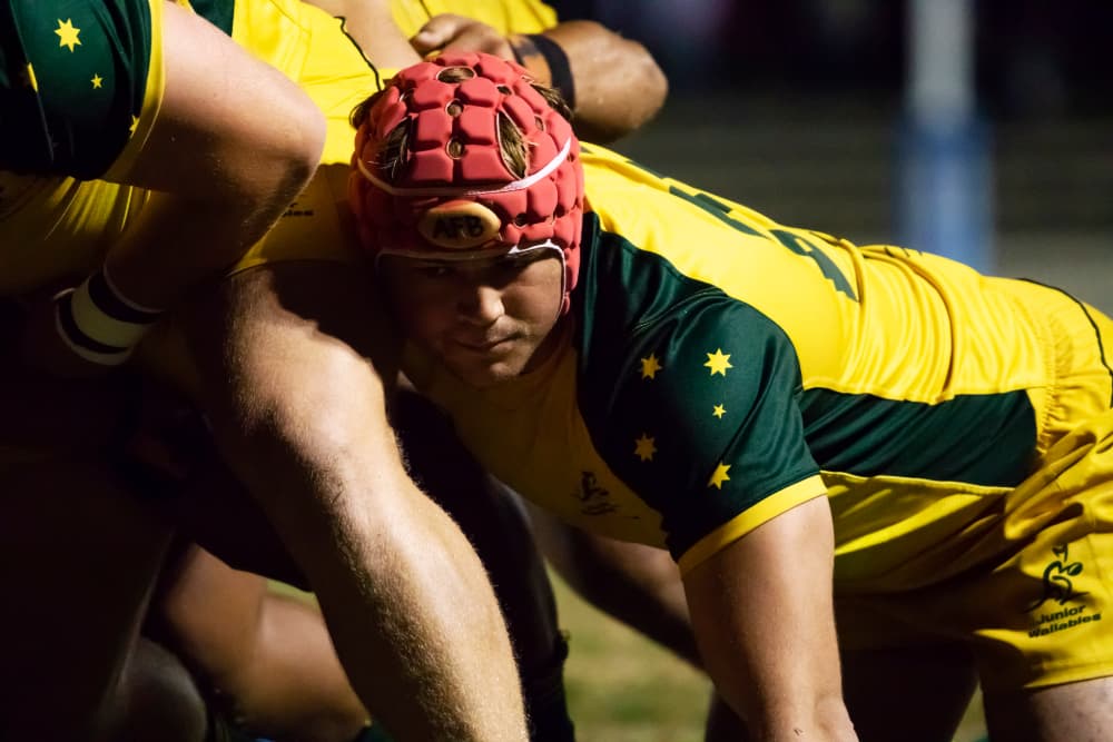 Harry Wilson packs down in a scrum. Photo: Karen Watson