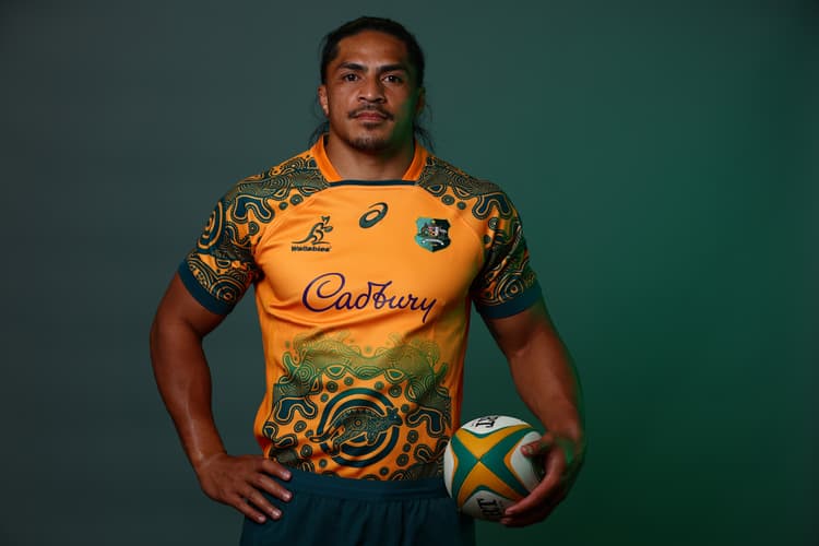 Pete Samu wearing the 2022 First Nations jersey. Photo: Getty Images