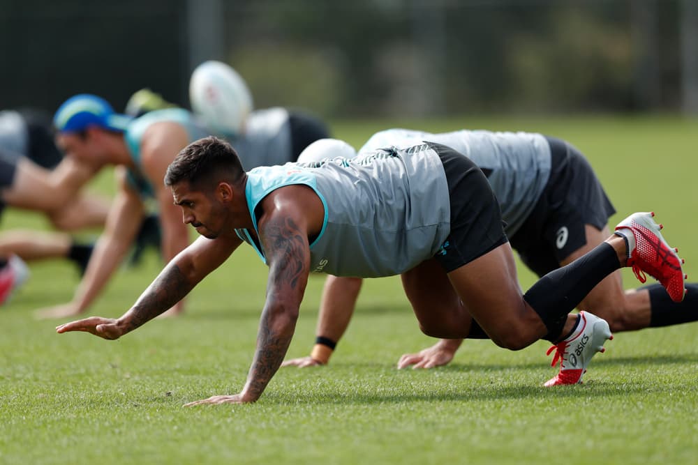 Maurice Longbottom doing bear crawls. Photo: Karen Watson