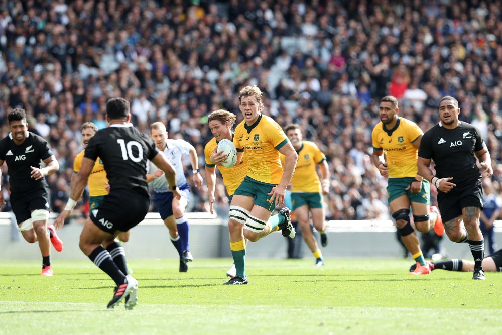 The Qantas Wallabies have gone down 7-27 to New Zealand at Eden Park to give the All Blacks a 1-nil lead in the 2020 Bledisloe Cup Series.| Photo: Getty Images