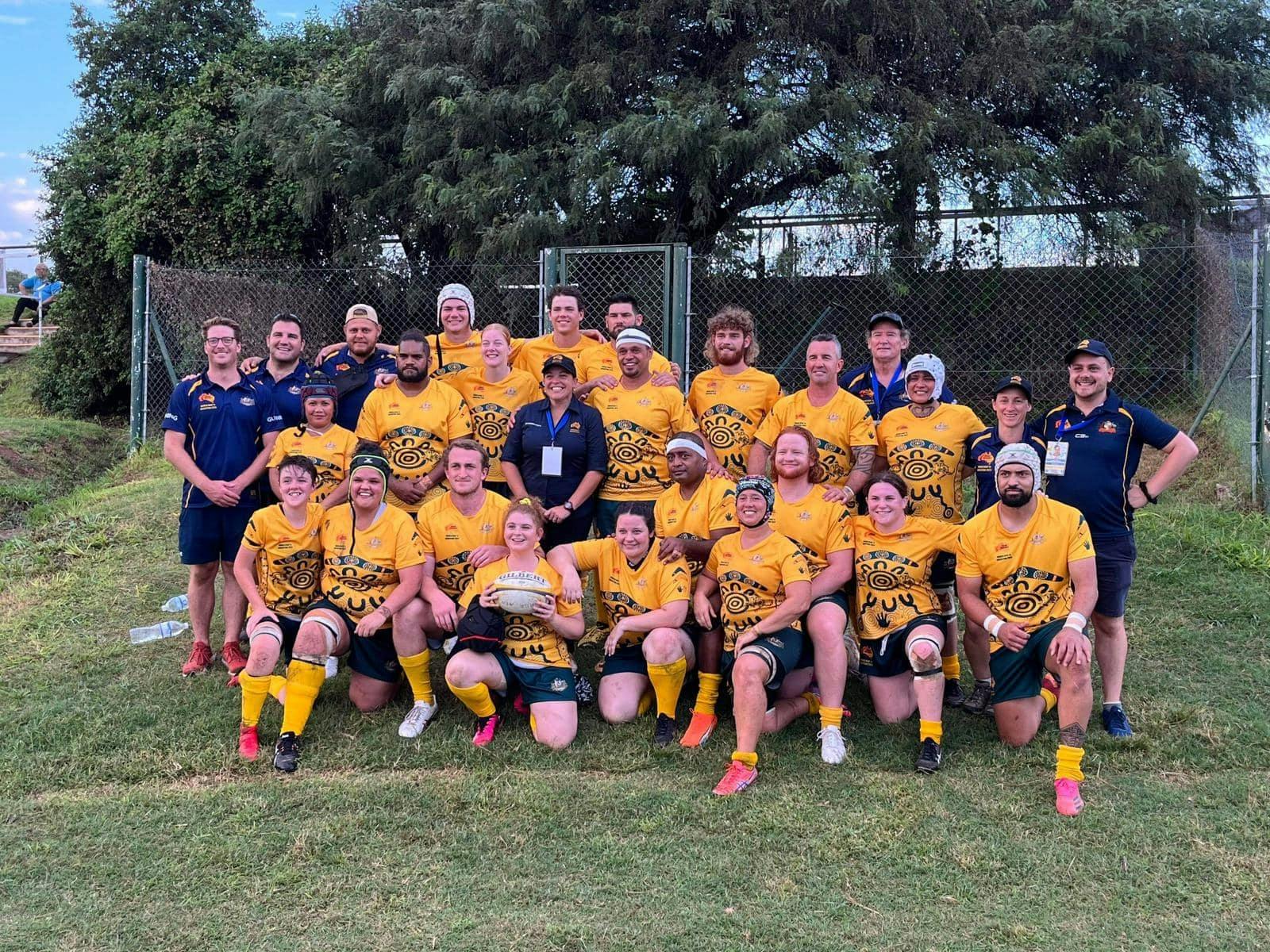 Australian mens and women 7's teams at the deaf 7s world cup 2023.